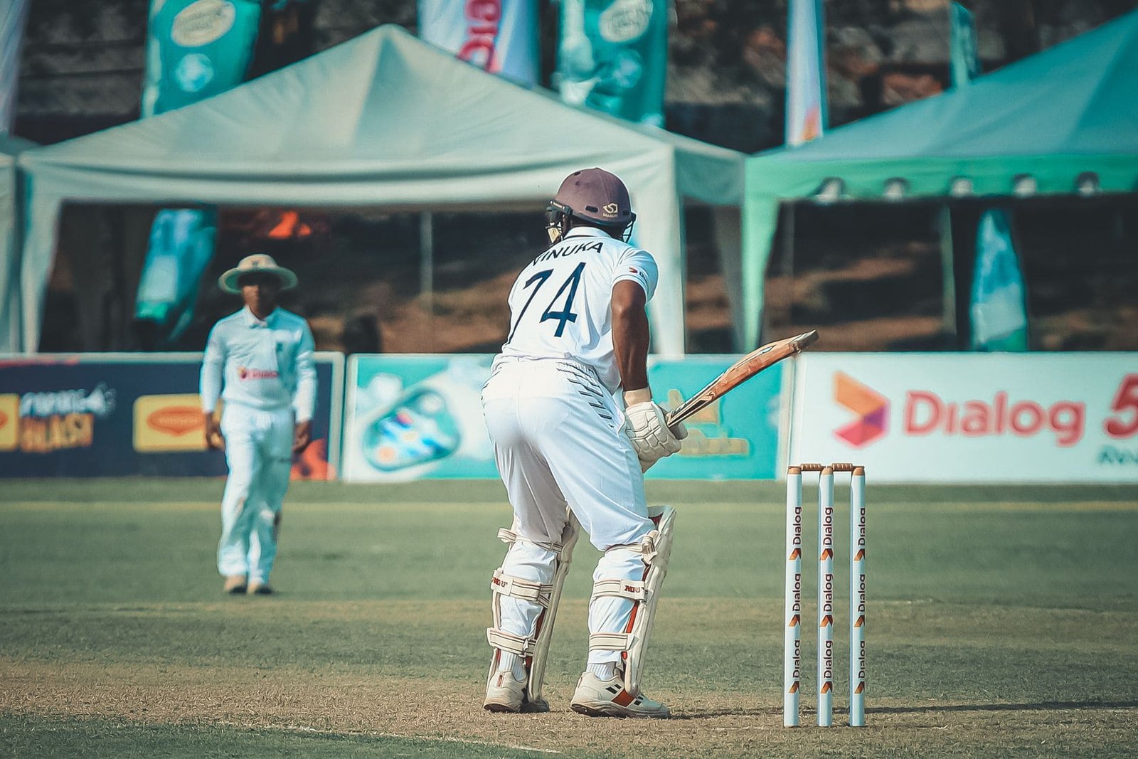 Batter at the crease waiting for the delivery